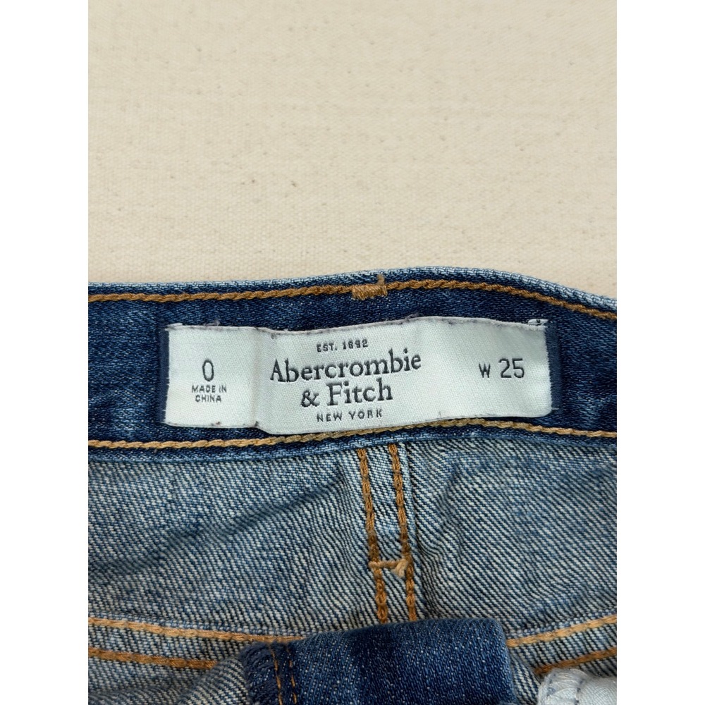 Abercrombie & Fitch Mircro Shorts Distressed Denim Shorts Size 0 W27 Frayed Hem - Picture 2 of 8